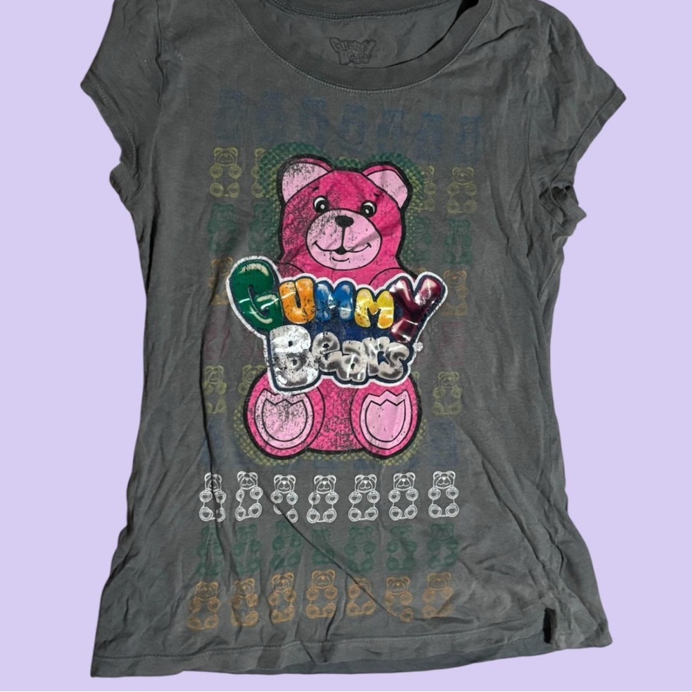 Gummy Bears Kids T-Shirt - Gray with Pink Bear